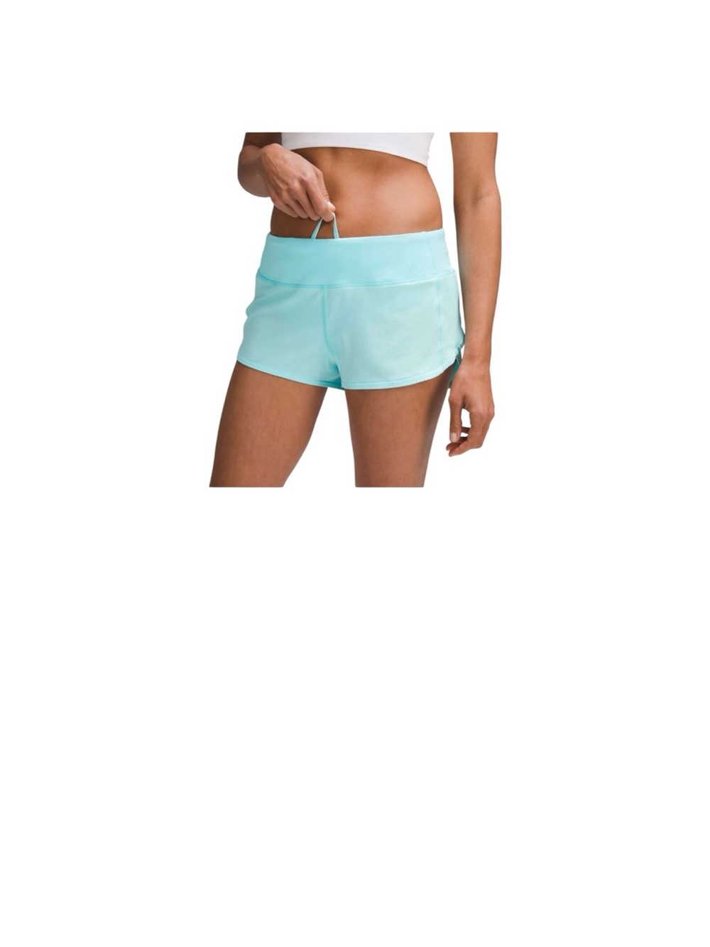 Lululemon Speed Up Low-Rise Lined Short 2.5" Cyan Blue Size 4 EUC - Picture 7 of 9